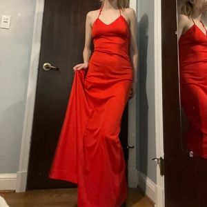 Red Halter Maxi Dress